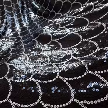 Cekiny czarny, białe półkola