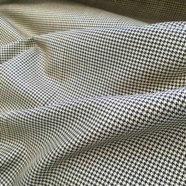 wełna garniturowa beż, czarny, motyw houndstooth