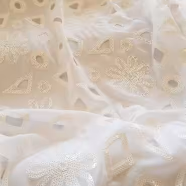 Tkaniny ślubne, biel, cekiny