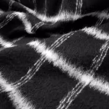 Wełna płaszczowa z włoskiem, krata: biel, czerń