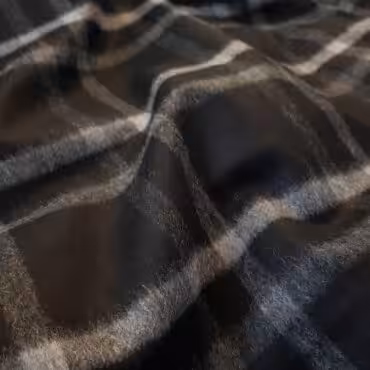 Wełna płaszczowa z subtelnym włoskiem, krata: czerń, szarość