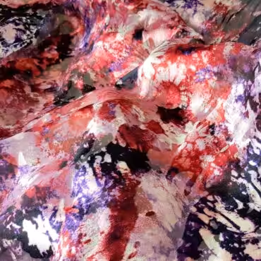 Jedwab drukowany devore, satynowy, motyw abstrakcja, kwiaty