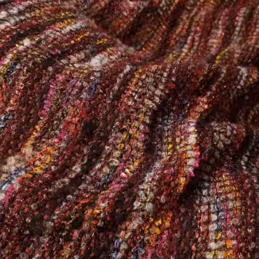 Wełna chanelka boucle, kolorowe pasy: burgund, bordo, róż, szary