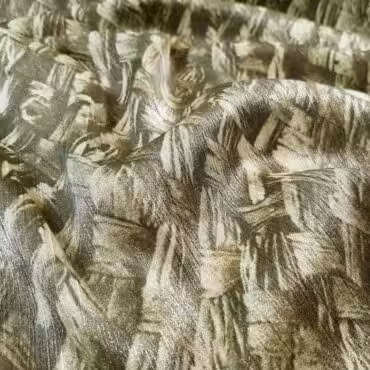 Wiskoza drukowana kresz, motyw plecionka, oliwkowa zieleń z połyskiem