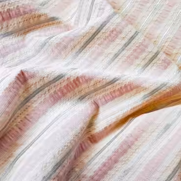 Żakard markowy, dwustronny, pasy, jasny róż, wanilia, srebrny