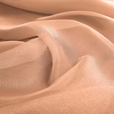 Tkanina syntetyczna gładka, organza, łososiowa, połyskująca