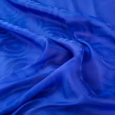 Jedwab ogranza jedwabna wzorzysta, spirale, miękka, kobalt