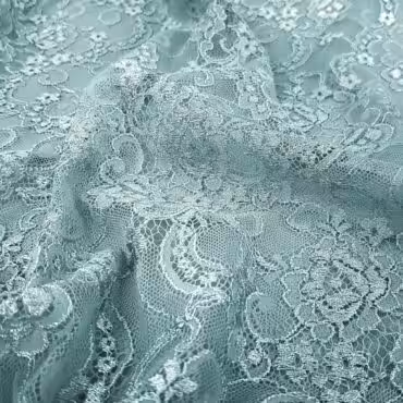 Koronka zgaszona jasna mięta, motyw kwiatowy, floral
