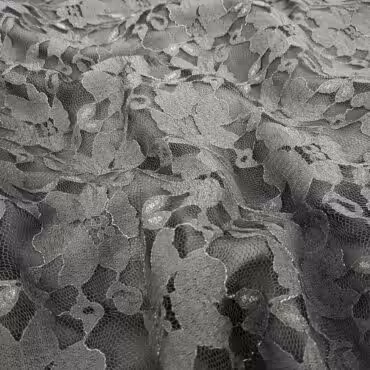 Koronka w kwiaty, ciemny szary z nutą beżu, elastyczna