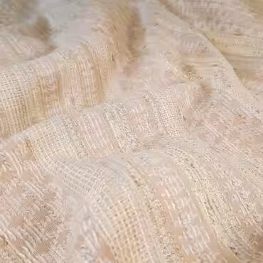 Żakard pasy, drobne wzorki, beż, pudrowy, ecru, złota nić