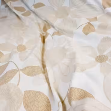 Dzianina drukowana, duże kwiaty,  beż, biel, elastyczna