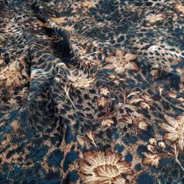 Syntetyczna tkanina tiulowa siatka, cętki, kwiaty, brąz