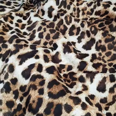 Jedwab drukowany wzór pantera, duże cętki, chłodny beż