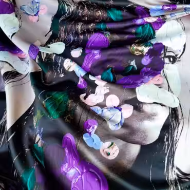 Syntetyczna tkanina, panel 117cm, płaszczowa, kobieta, abstrakcja