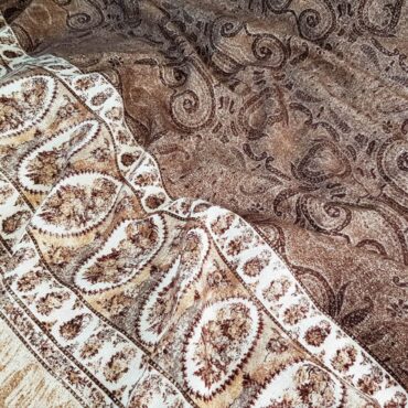 Wełna kostiumowa, panel 90cm, motyw paisley, odcienie brązu