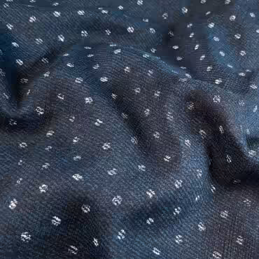 Syntetyczna tkanina wzór kropki, granatowa, cienka