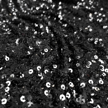 material cekinowy czarny elastyczny cekiny na siatceB