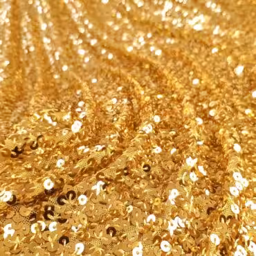 material cekinowy elastyczny zlote cekiny na tiuluB