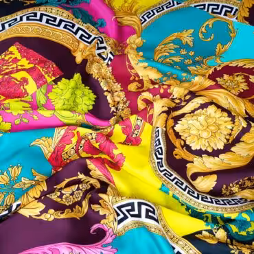 Jedwab we wzory panel 215cm, kolorowy, motyw grecki, ornament