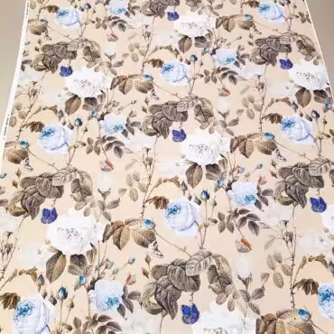 bezowy jedwab naturalny w roze motyleE