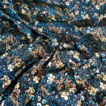 elastyczny jedwab w kwiaty na wzor gucci czarnyB