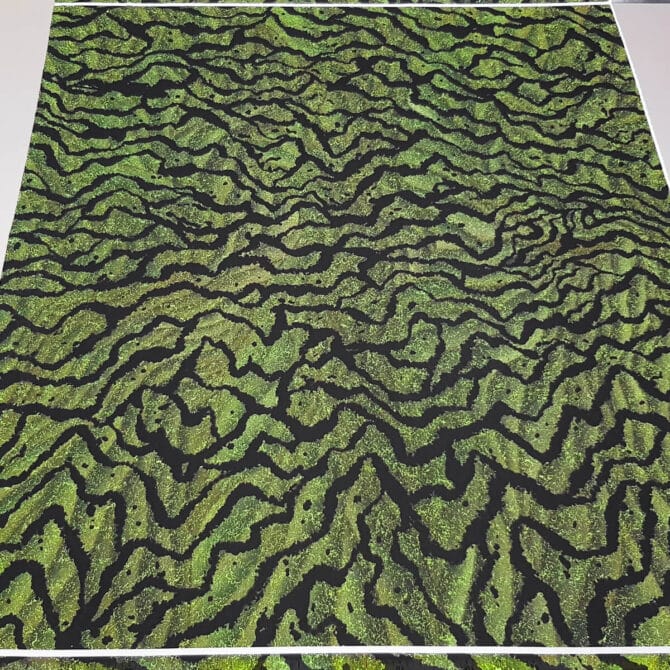 jedwab szyfon na wzor cavalli zebra zielony panel 150cmE