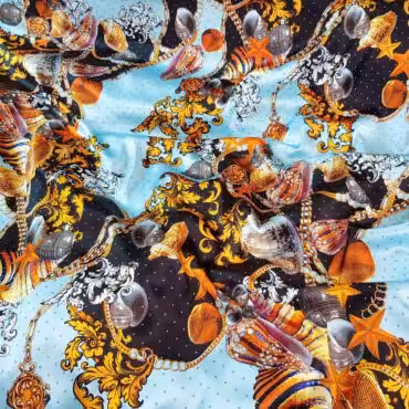 jedwab typ versace muszle na blekicie satyna z elastanemB