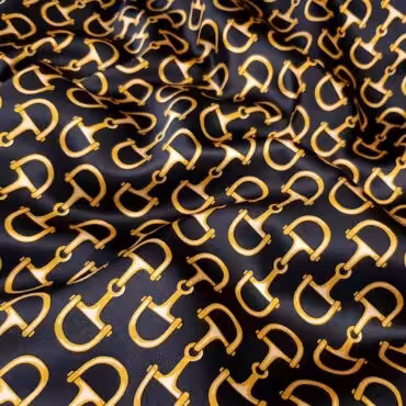 jedwabny material typ gucci wzory wedzidla czarny ze zlotymA