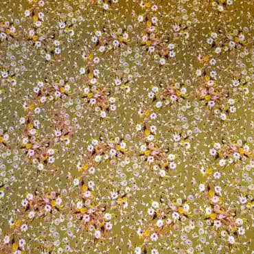 jedwab naturalny z elastanem kwiaty liscie zielony oliwkowyE