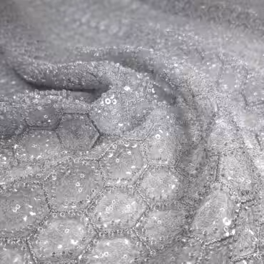 koronka cekinowa szara wzor plaster mioduA