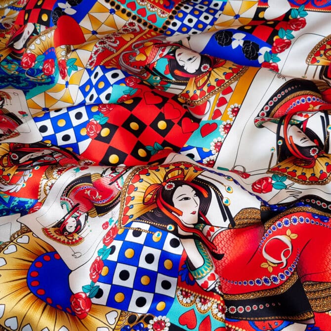 jedwab w karty typ Dolce Gabbana kolorowy satynaA