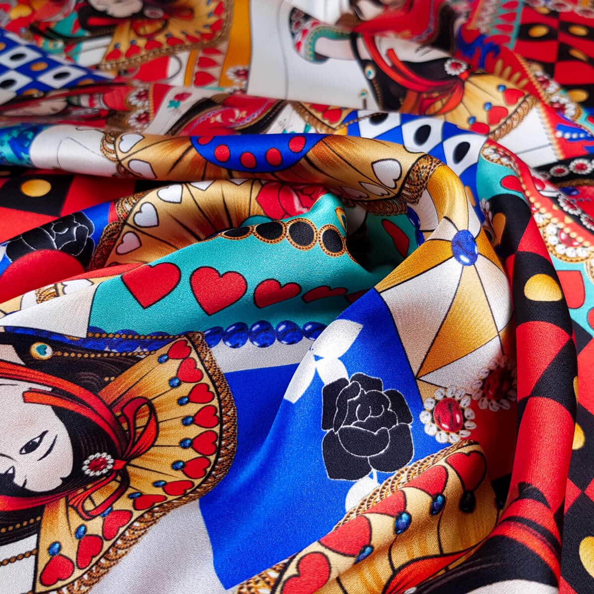 jedwab w karty typ Dolce Gabbana kolorowy satynaC