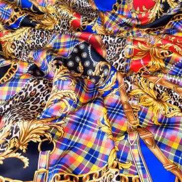 kolorowy jedwab typ versace krata cetki satynaA