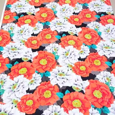 czysty jedwab w duze kwiaty twill matowyE