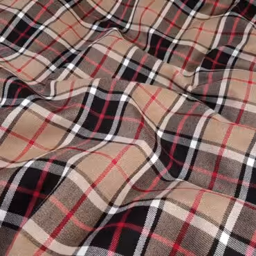 material w krate tartan wiskoza elastyczna bezowaA