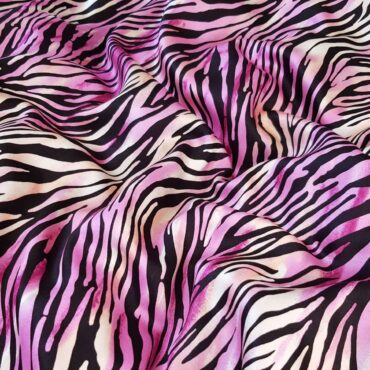 wiskoza wzor cavalli zebra fuksja krem z jedwabiemA