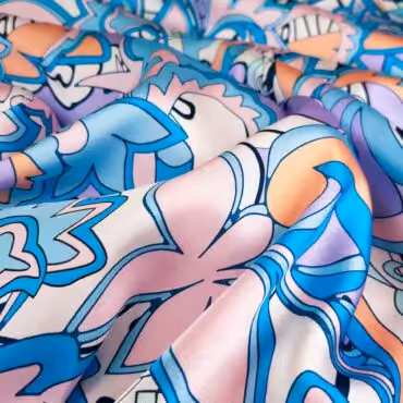 wzorzysty jedwab z elastanem typ pucci niebieski satynaB