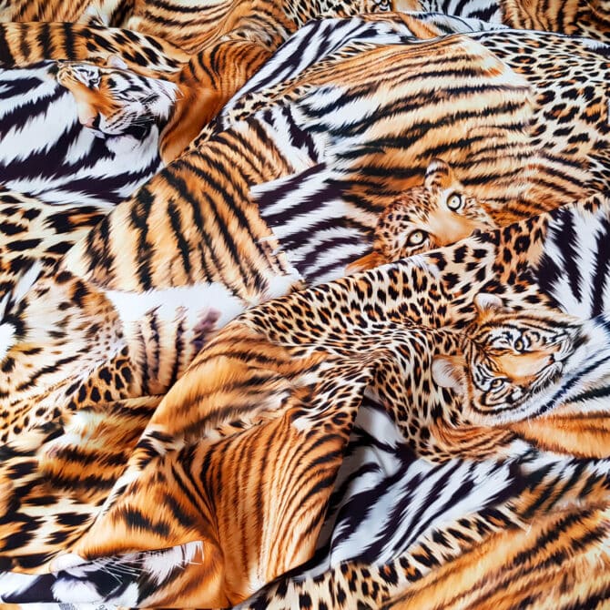 jedwab drukowany r cavalli tygrysy pantery z elastanemC