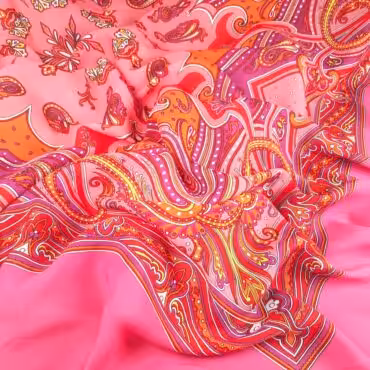 chustowy jedwab z bawelna panel 108cm paisley rozowyA