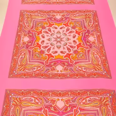 chustowy jedwab z bawelna panel 108cm paisley rozowyD