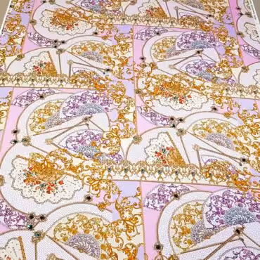 jedwab wzor versace wachlarze satyna z elastanemD