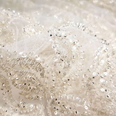 koronka z koralikami wzor elie saab dymna bielB