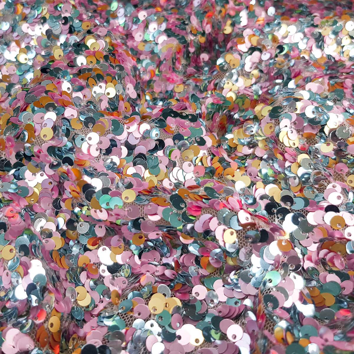 material cekinowy cekiny pastelowe roz zloty blekitB
