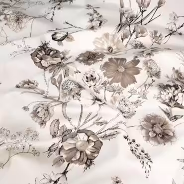 bawelna z elastanem bezowe kwiaty polne na bieliA