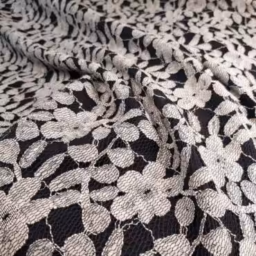 koronka na siatce duze oczka szarobezowy z czerniaA