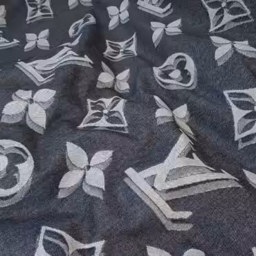 jeans sygnowany wzor lv monogramy zgaszony granatA