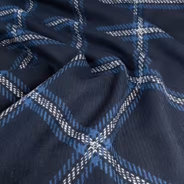 granatowa welna na plaszcz w krate diagonal pepitkaA