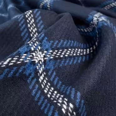 granatowa welna na plaszcz w krate diagonal pepitkaB