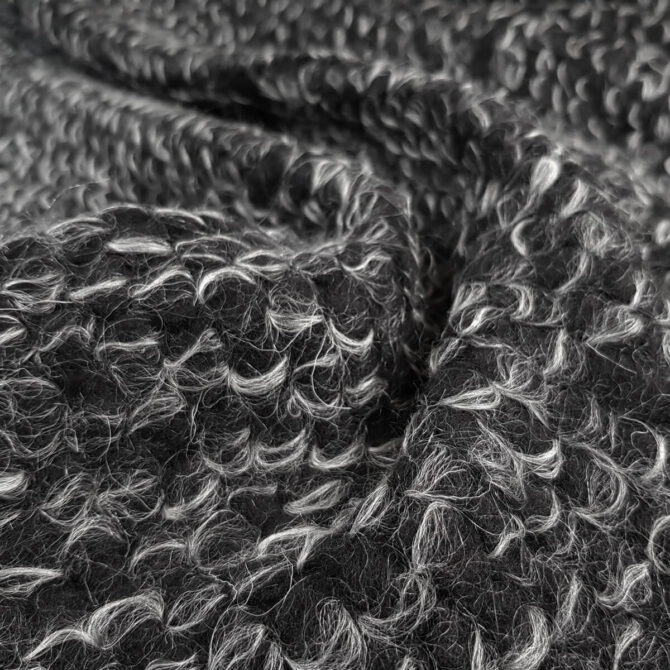 gruba welna material na sweter plaszcz czarny melanzA