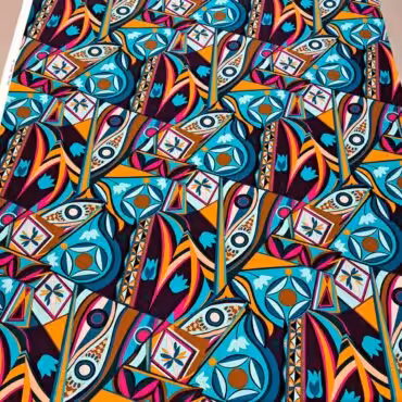 kolorowy jedwab we wzory geometryczne matowy z elastanemB